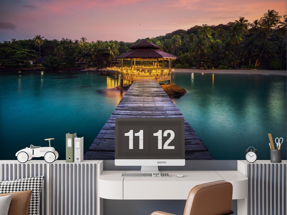 3D Forest Lake Bridge Park Landscape Wall Murals Wallpaper Murals Wall Sticker