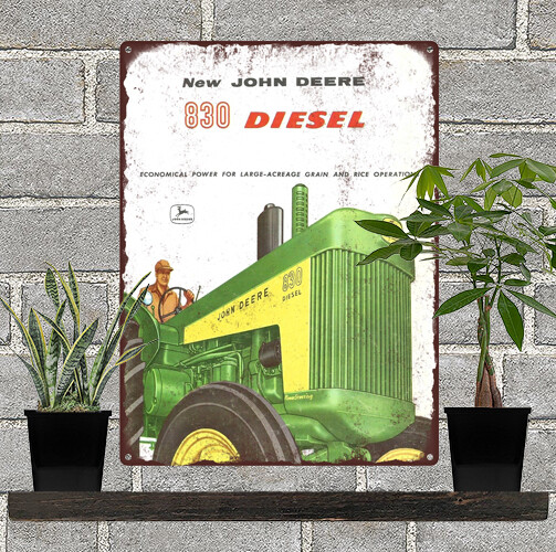 1958 JOHN DEERE TRACTOR  830 DIESEL Man Cave Metal Sign 9x12