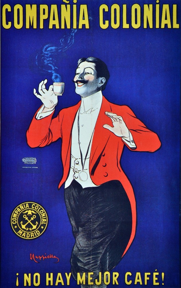 Compa͐ia Colonial. Advertisement Decorative Poster. Home Graphic Art Design 3964