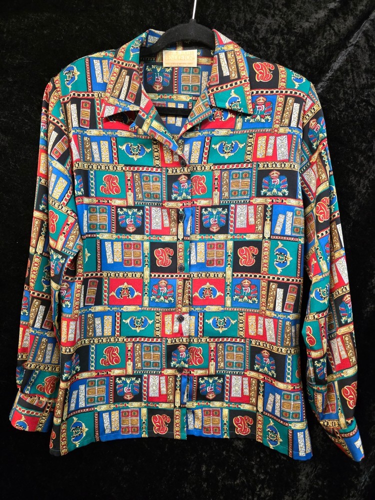 VINTAGE SOPHISTICATES BY PENDLETON BOOKS BLOUSE W/SHOULDER PADS SZ.8