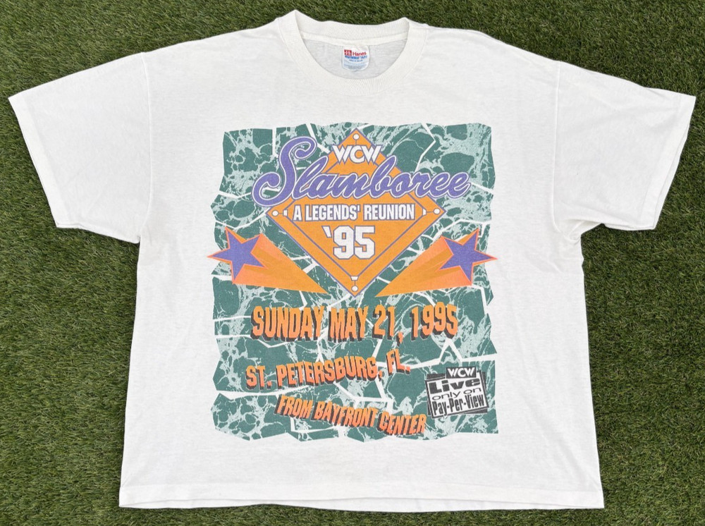 Vintage 1995 WCW Slamboree Shirt Wrestling Mens Size XL Graphic Tee