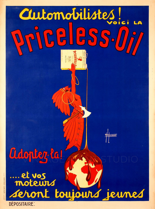 Priceless Oil 1930 Vintage French Auto Advertising Canvas Giclee Print 18x24