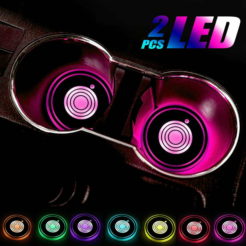 7-in-1 Multicolor LED Cup Coaster Pad for Car Interior Accessories