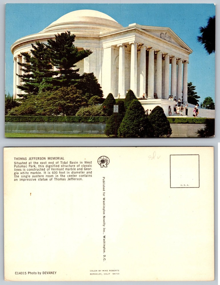 Thomas Jefferson Memorial Washington DC Chrome Postcard Mike Roberts Photo