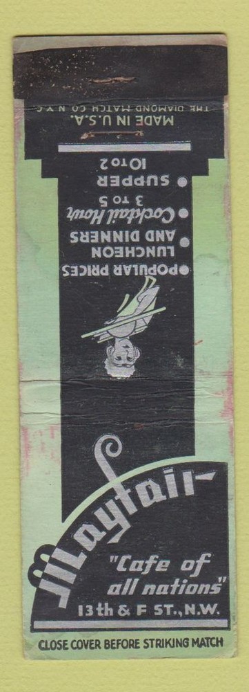 Matchbook Cover - Mayfair Cafe Washington DC WEAR
