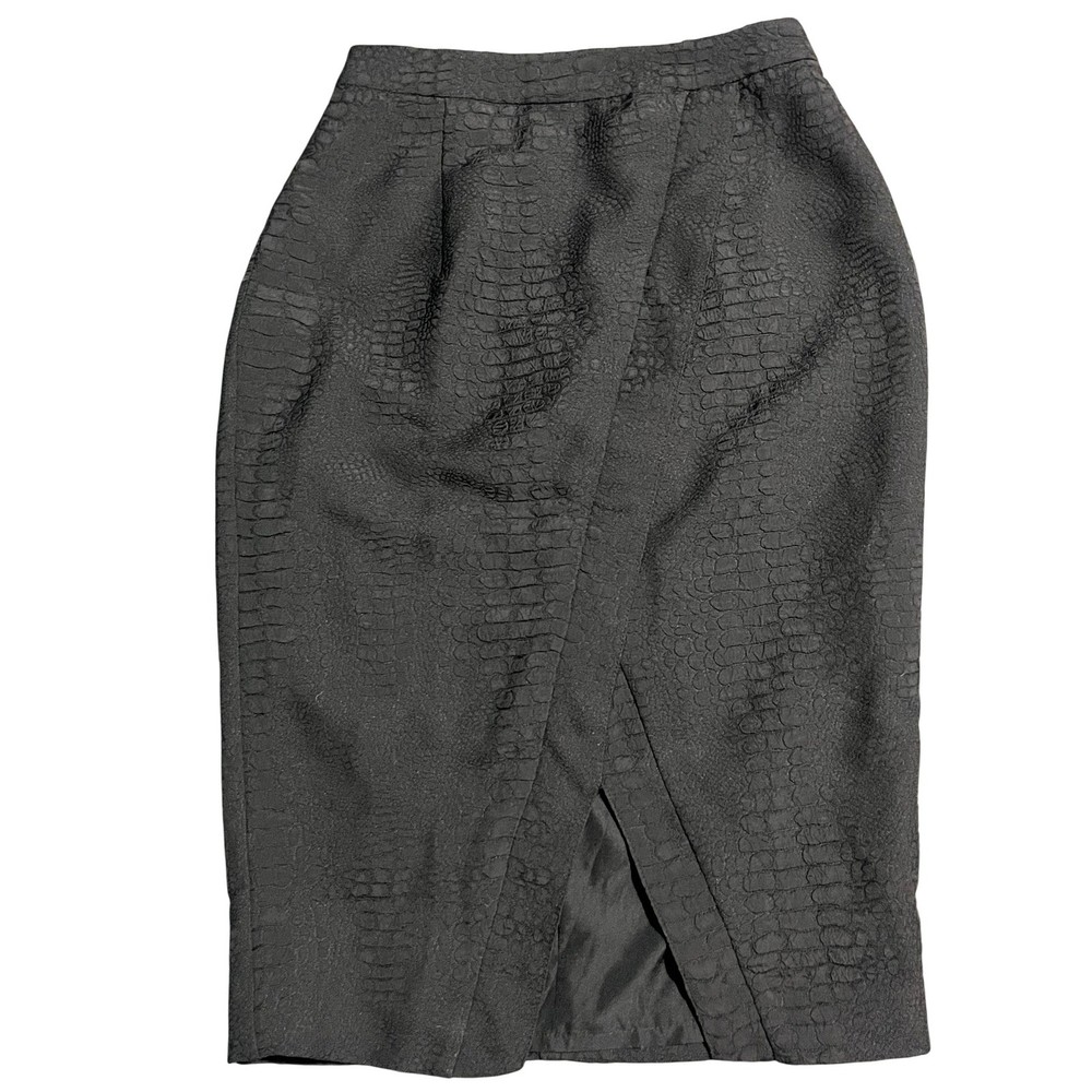 Jennifer Lopez Black Crocodile Embossed Pencil Skirt for Work