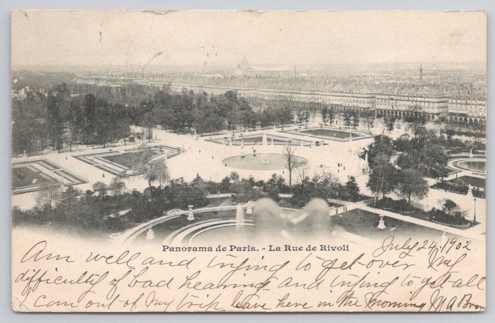 1902 Paris Panorama Rue de Rivoli Tuileries Gardens French Postcard