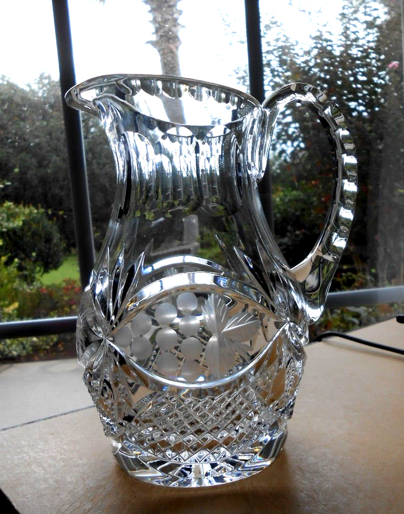 Chardonnay Cut Water Crystal Pitcher Grapes CRYSTAL CLEAR INDUSTRIES