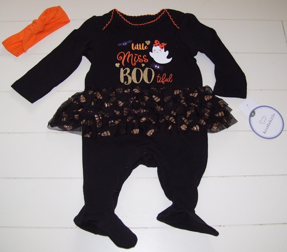 Koala Kids Little Miss Bootiful 2-Piece Halloween Outfit with Headband for Babies 0-3M