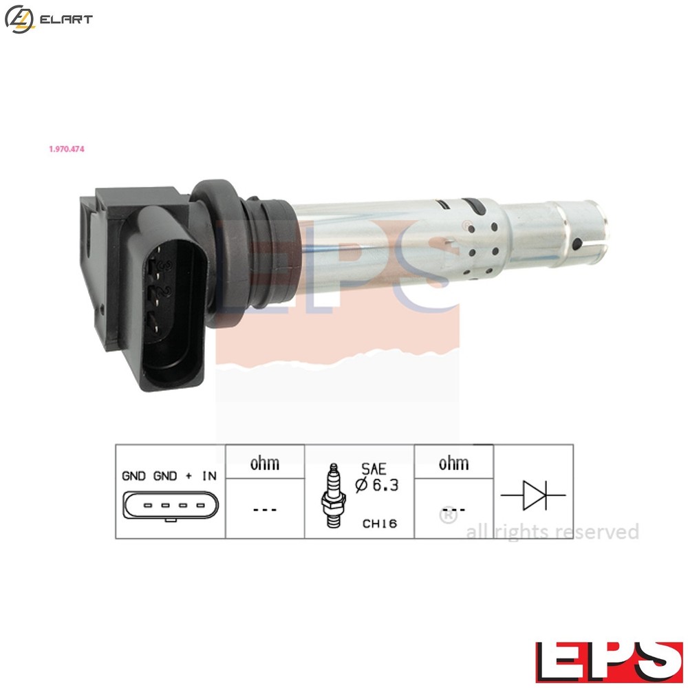 IGNITION COIL 1.970.474 FOR SKODA OCTAVIA/II/Combi LAURA SUPERB ROOMSTER YETI