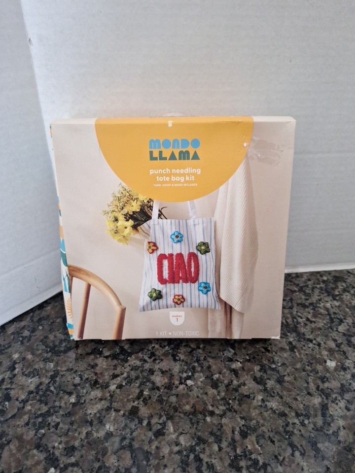 lot of 4 Craft Kits-Ciao Striped Punch Needle Tote Bag - Mondo Llama™ new