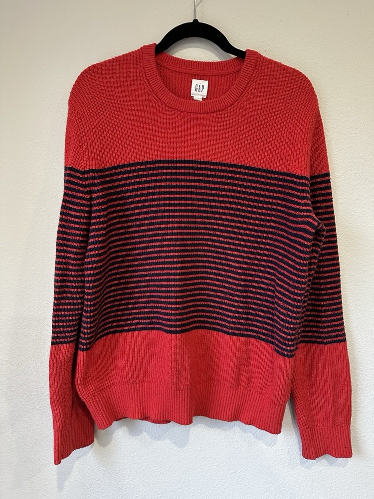 GAP Sweater Red Blue Breton Stripe Medium weight Men Medium Preppy