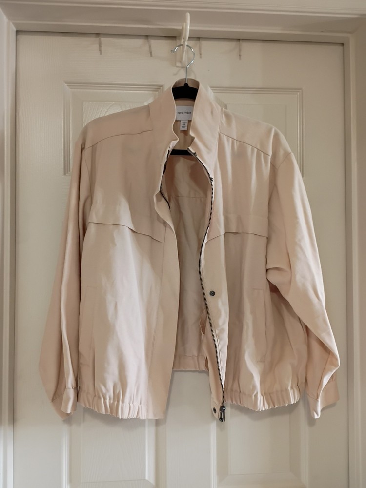 Nine West Women’s Plus Size 0x Ivory/Cream Lightweight  Utility Bomber Jacket