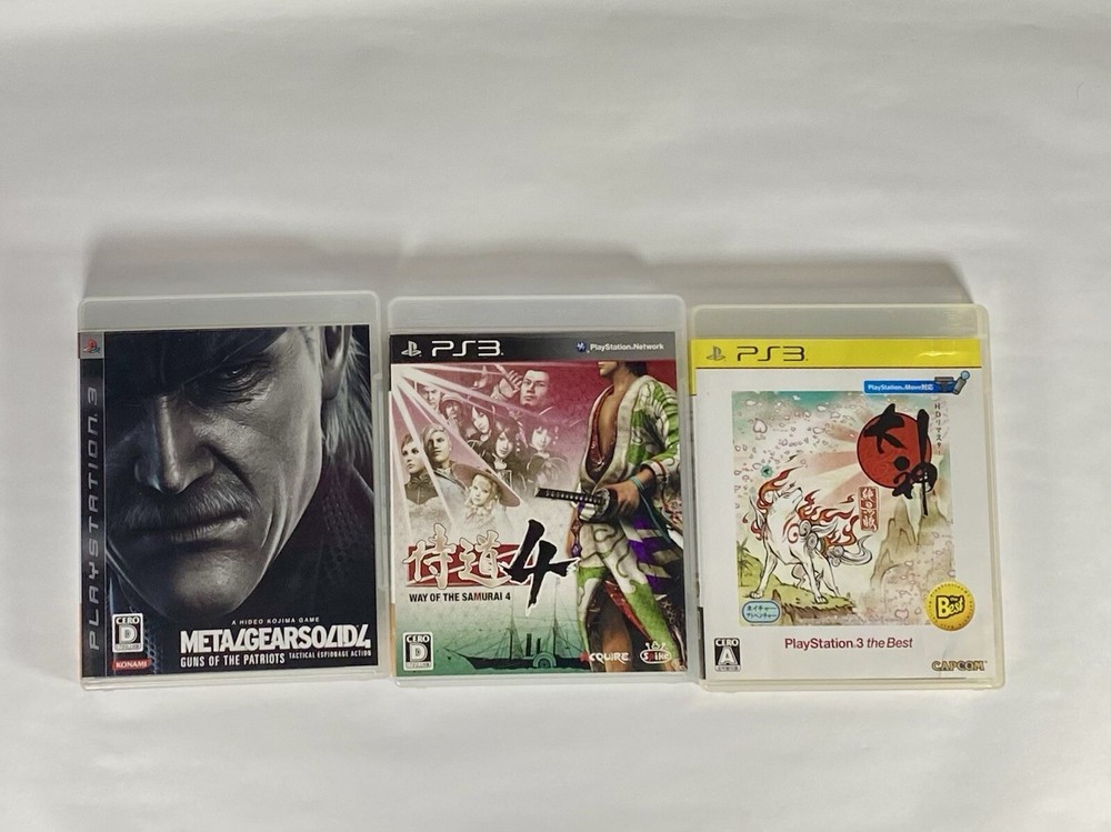 PS3 Metal Gear Solid 4 Samurai DOu 4 Okami HD Remaster Japan Lot of 3