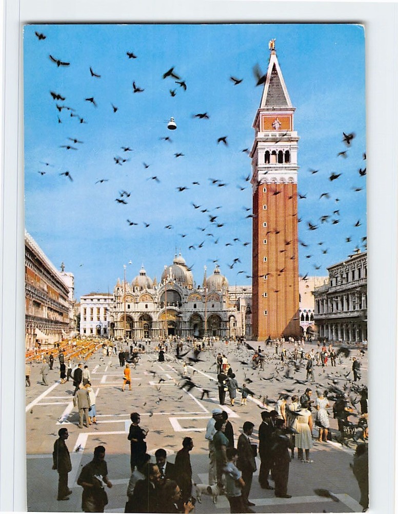Postcard St. Mark Square & Basilica Venice Italy