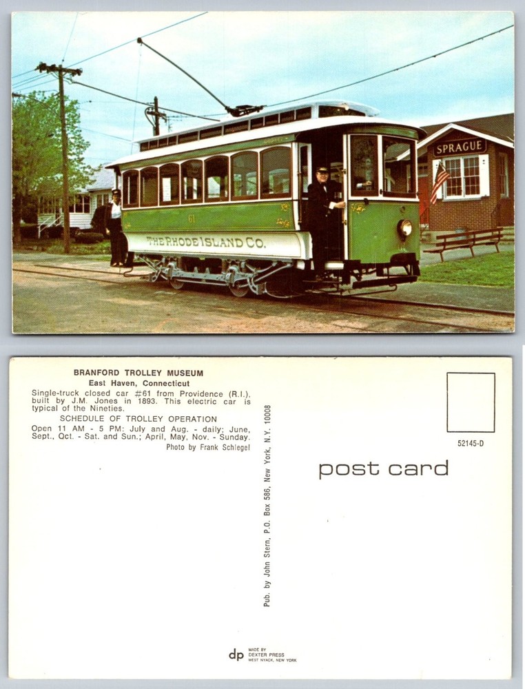 Branford Trolley Museum East Haven CT Vintage Electric Car #61 Postcard