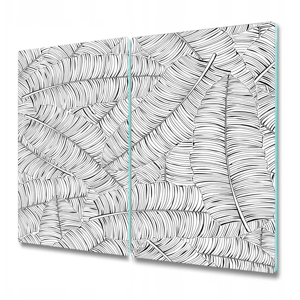 Serving Chopping Board Glass Cover Banana leaves Minimalist art Tropical 2x30x52