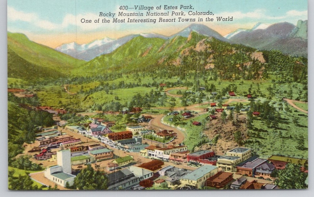 Estes Park Colorado Rocky Mountain National Park Vintage Linen Postcard