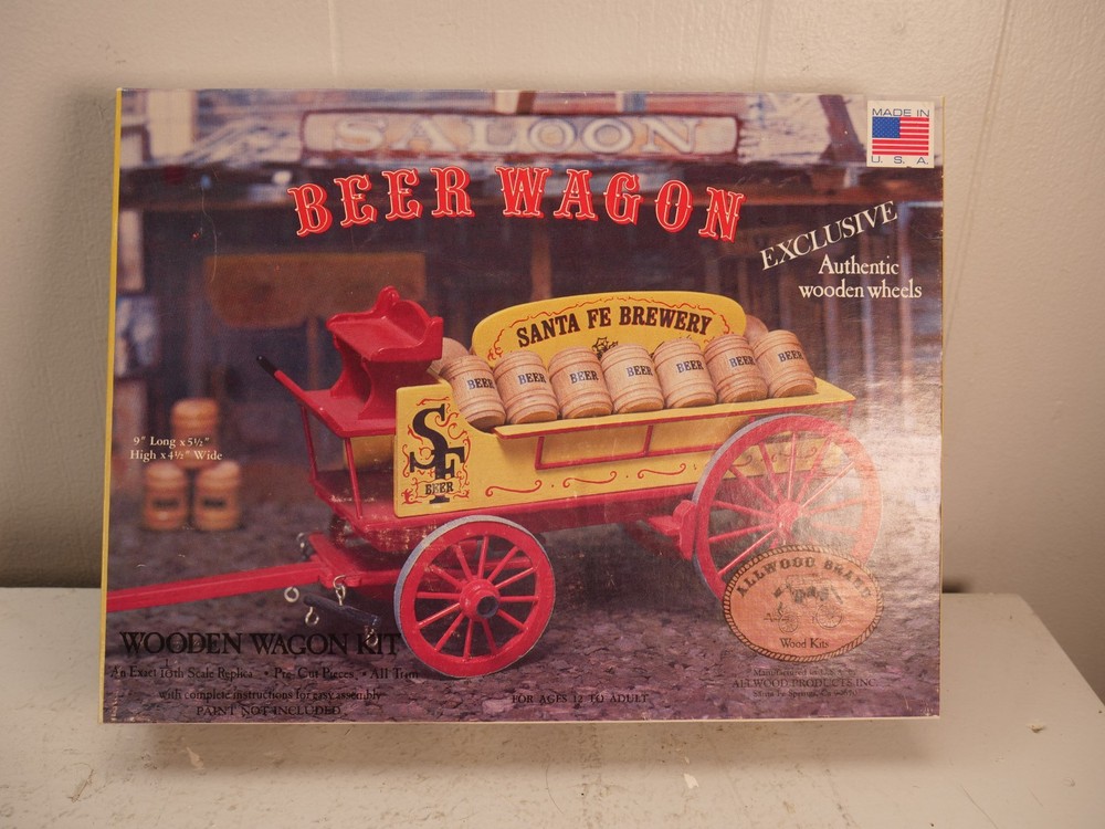 Allwood Brand Beer Wagon Wood Model Kit 1:16 Scale  1977 #5016 READ