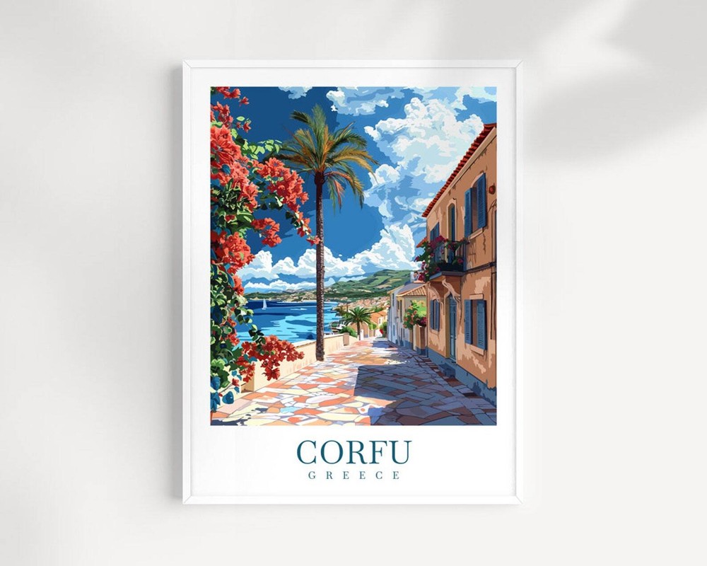 Corfu Travel Print Wall Art Greece Wall Hanging Home Decoration Corfu Gift Art