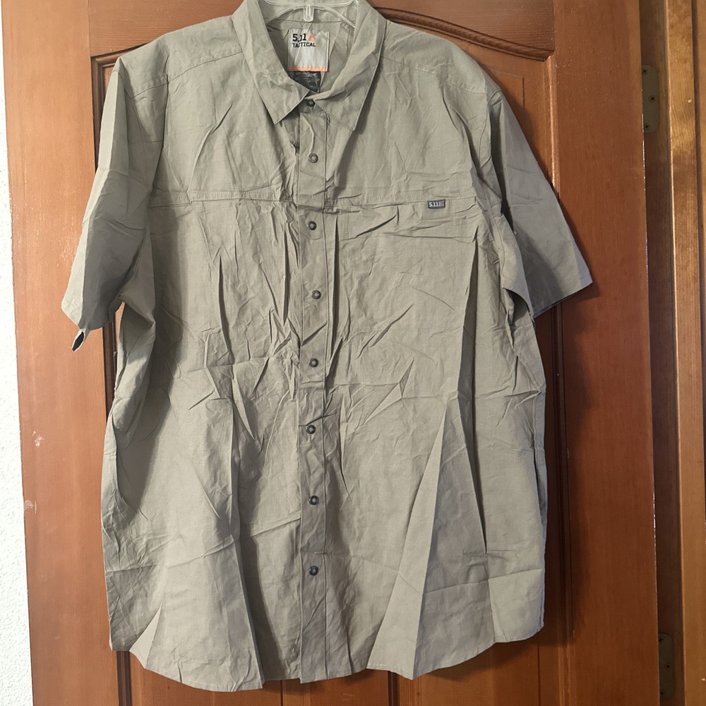 5.11 Tactical Men's Khaki Green Short Sleeve Snap Button Shirt Size L