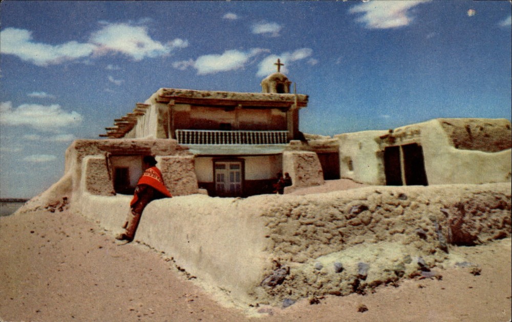 Santa Ana Pueblo Mission New Mexico ~ 1950s-60s vintage postcard