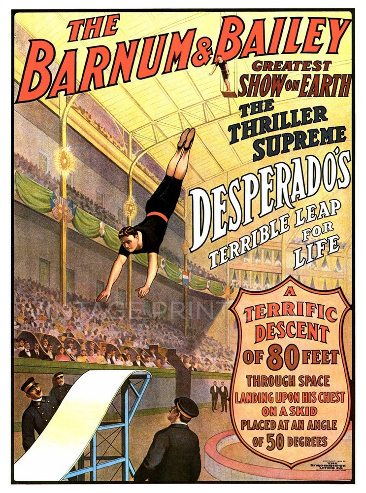 Desperado's 1909 Vintage Circus Show Poster Giclee Canvas Print 18x24