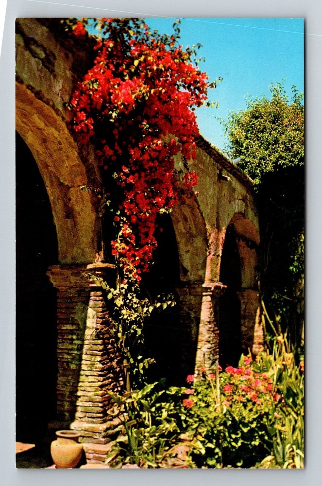 San Juan Capistrano, CA-California, Mission Arches Corridor Vintage Postcard