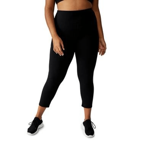 Women's Black Cotton High Waist 7/8 Leggings Active Core Tight Size 16W