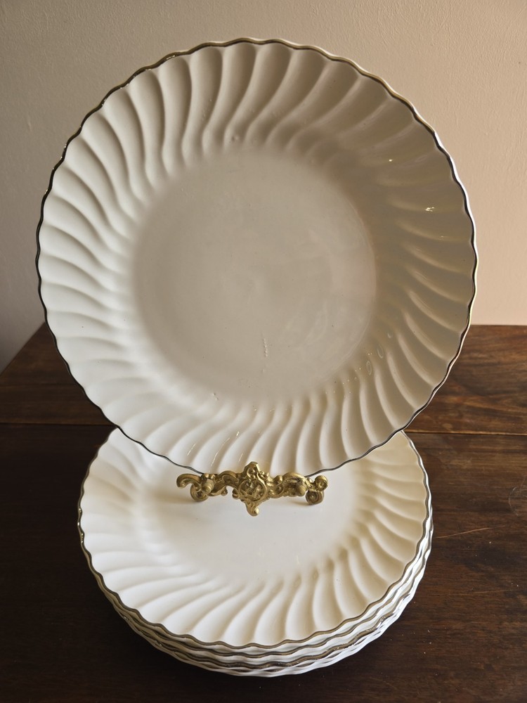 6pc Set Of Syracuse China Wedding Ring Swirl W/Platinum Trim 10