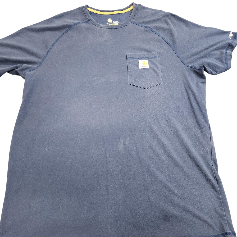 Carhartt Shirt Mens XLT Blue Relaxed Fit Pocket Tee Tagless Crew Neck Workwear