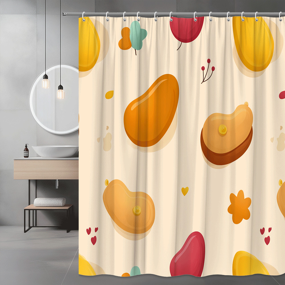 Fall Leaves and Hearts Shower Curtain, Autumn Print