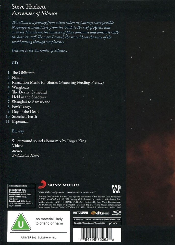 Steve Hackett Surrender Of Silence [Deluxe Edition] New Cd & Blu-Ray