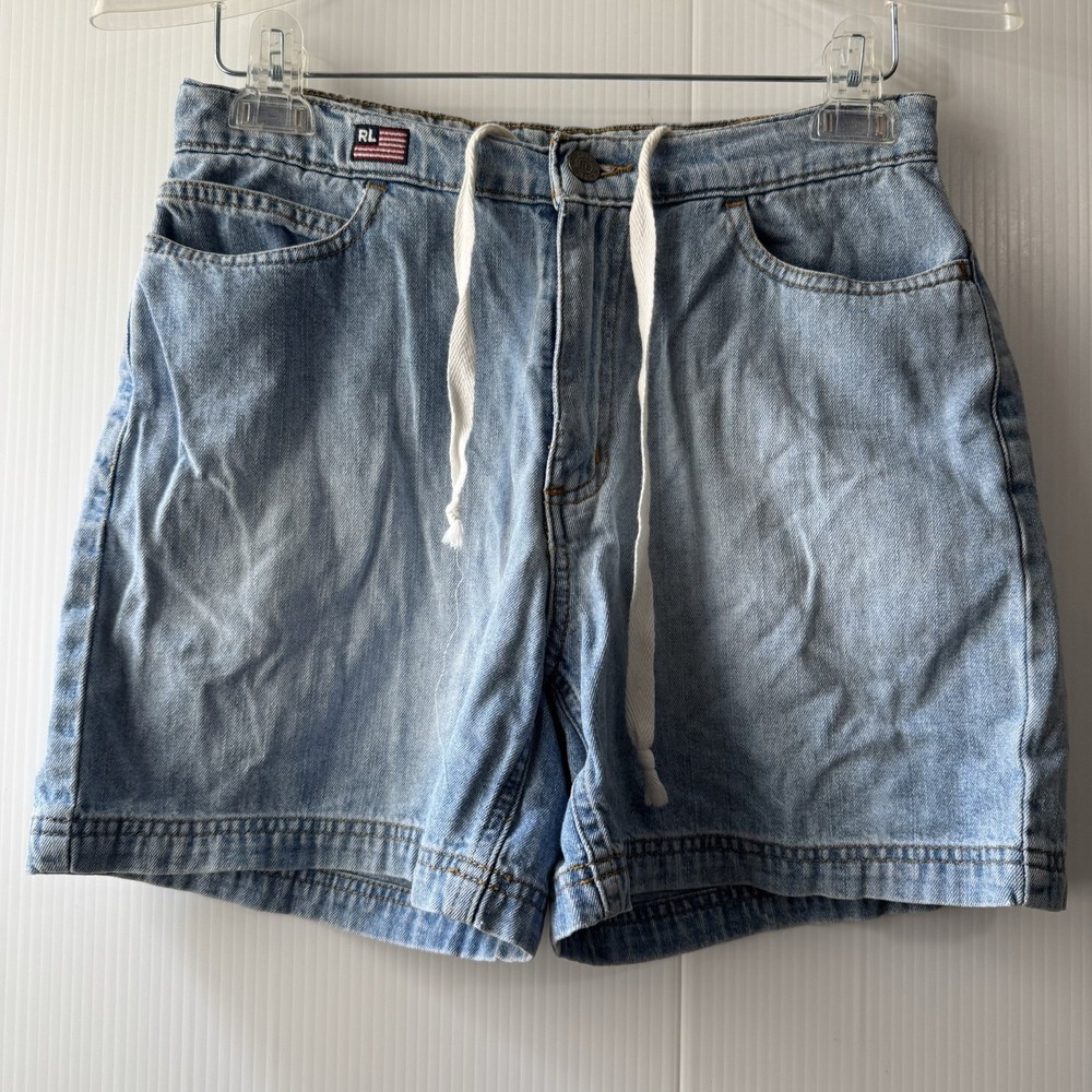 Vintage Polo Ralph Lauren Jeans Company Jean Drawstring Shorts Womens 2 Blue