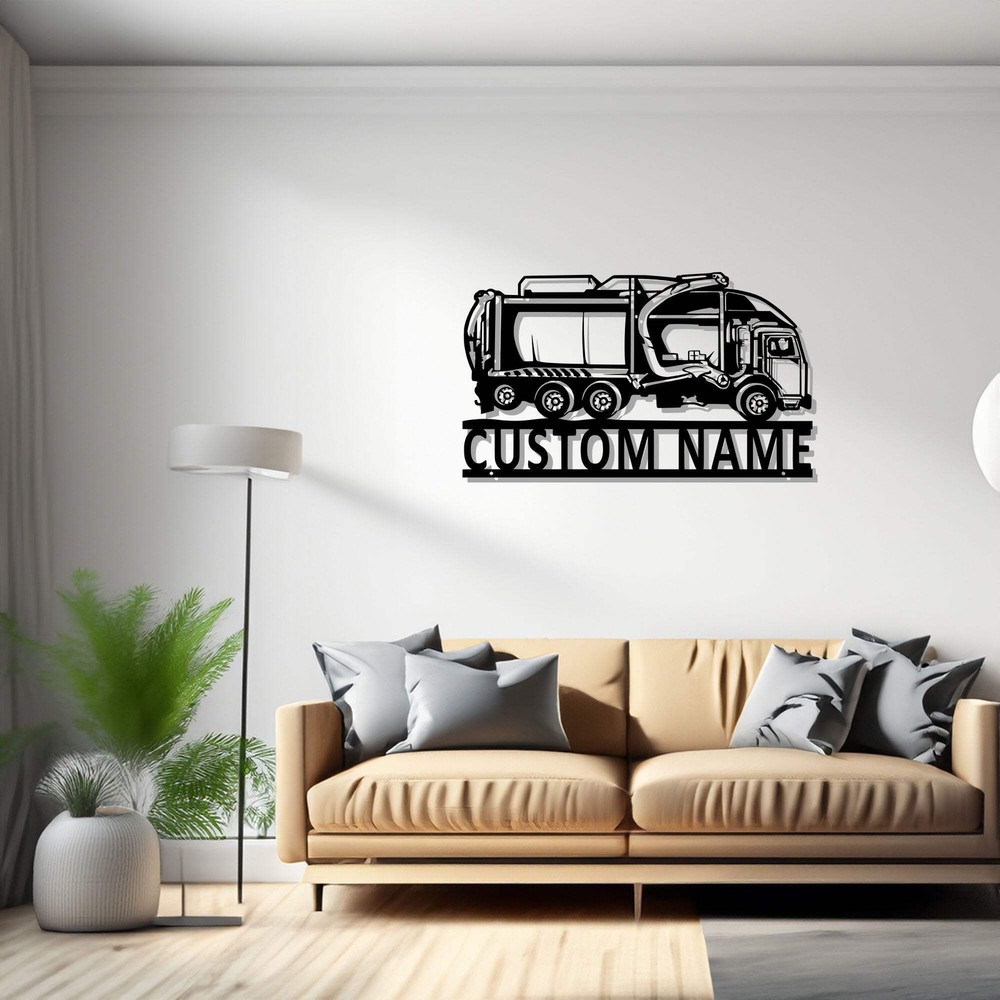 Custom Garbage Truck Metal Wall Art Personalized Garbage Truck Name Sign Decorat