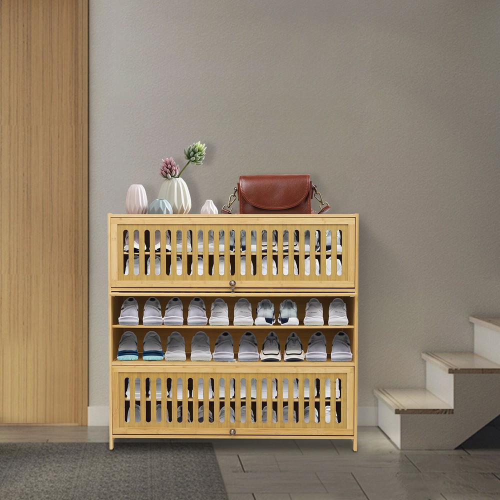 7-Tier Modern Flip-Up Shoe Cabinet for Home 110x32x106cm