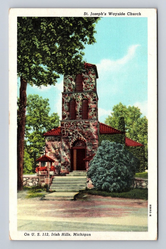 Irish Hills MI-Michigan, St Joseph's Wayside Church, Antique Vintage Postcard