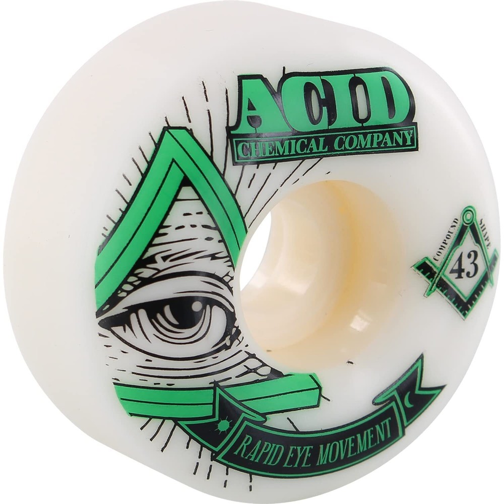Acid Rem Pyramid 56mm 101a White Skateboard Wheels (Set of 4)