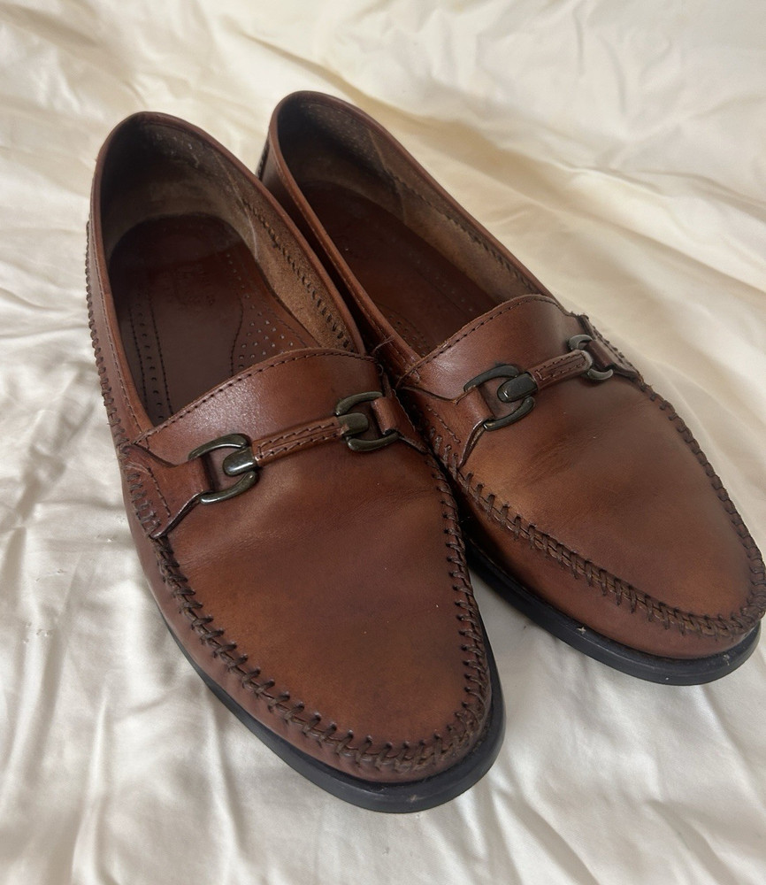 G.H. Bass & Co. Men's Brown Leather Loafer Metal Bit 9.5