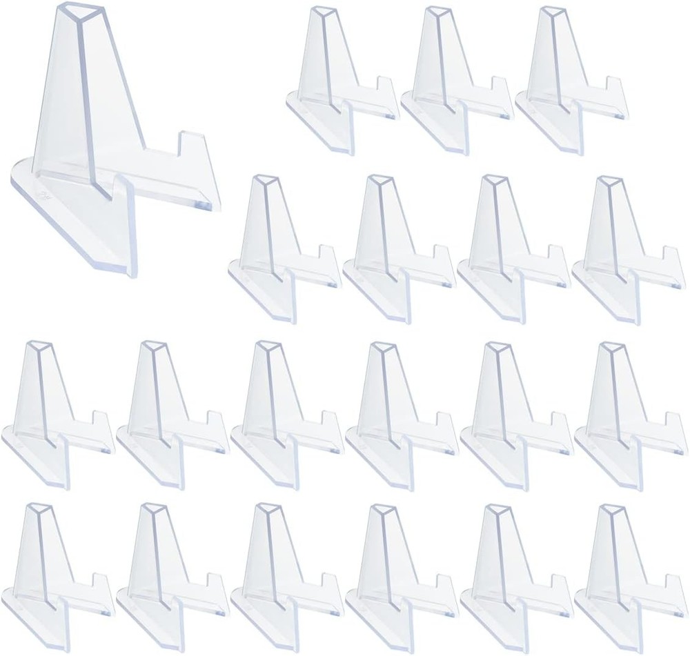 Yuntop 20-Pack Clear Acrylic Easel Stands Mini Display Holders