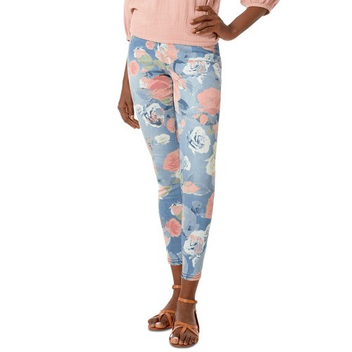 Hue Roses Denim Skimmer Leggings - Multi Size SMALL