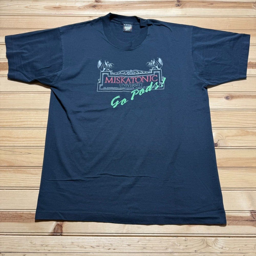 Vintage 80s Miskatonic University “ Go Pod’s ” Gargoyle Monster Shirt Size XL
