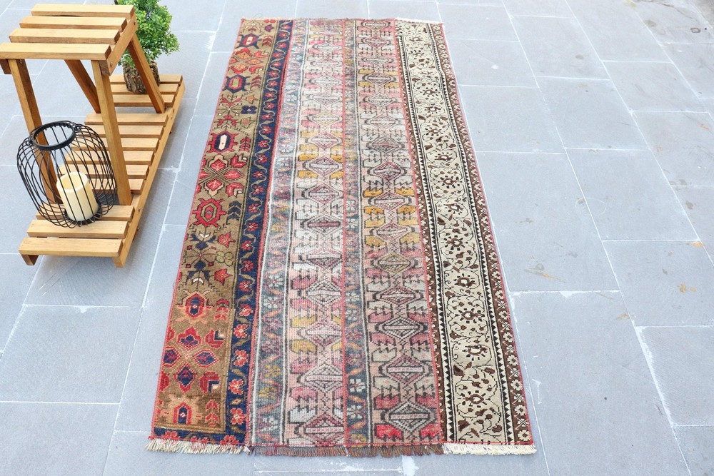 2,7x5,7 ft Vintage Rug, Turkish Accent Rug, Red Ikat Wool Rug