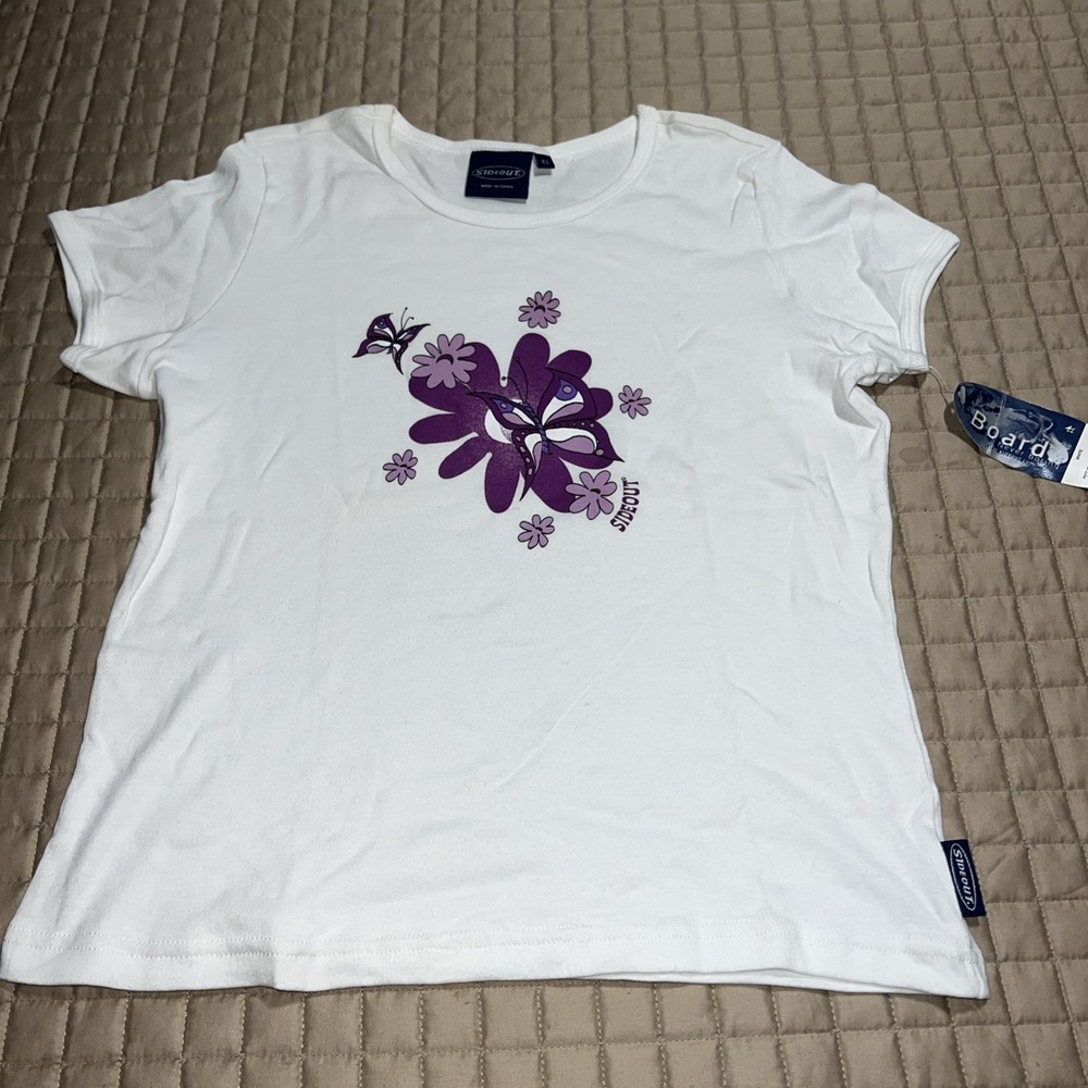 New Vintage Sideout Tshirt butterfly 90s Y2K  Size XL Deadstock