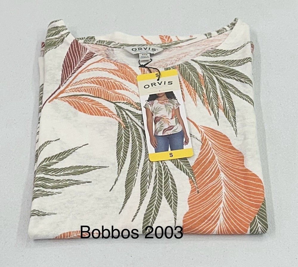 Orvis Women's Linen Blend Short Sleeve Top, Multi, Size S