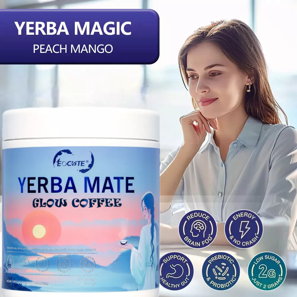 Yerba Mate Instant Tea Powder - Peach Mango Flavor - 30 Servings US