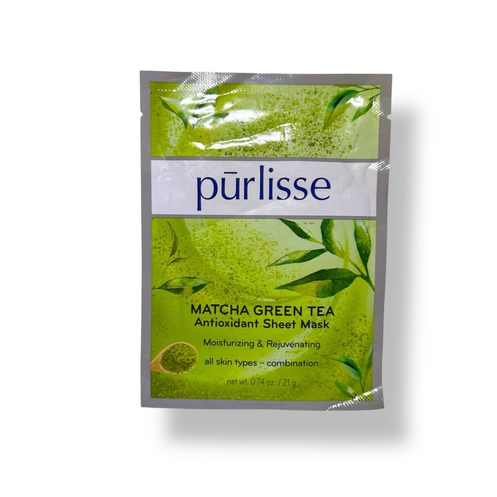 Purlisse Matcha Green Tea Anti-Oxidant Sheet Mask .74oz/21g 1 Sheet Mask