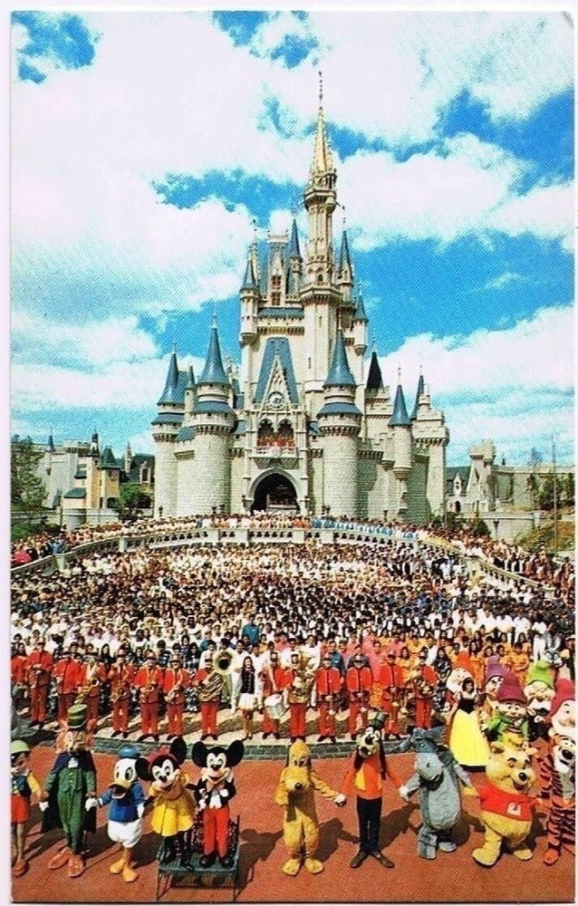 Florida Postcard Cinderella Castle Walt Disney World Mickey Minnie Mouse
