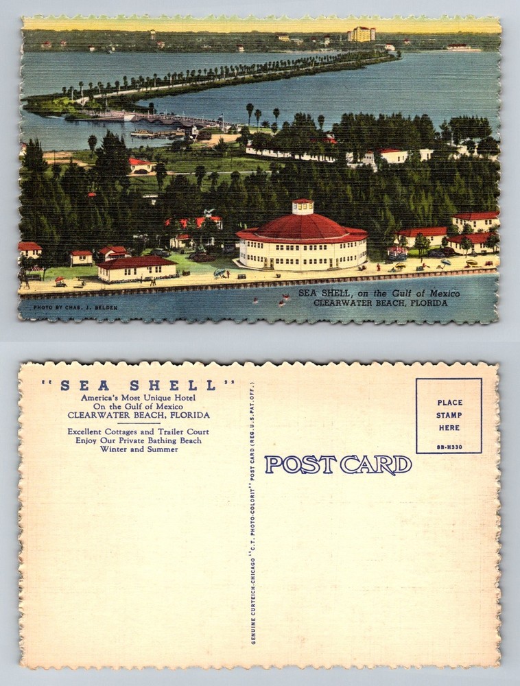 Clearwater Beach, FL-Florida, Sea Shell Hotel Gulf of Mexico Vintage Postcard
