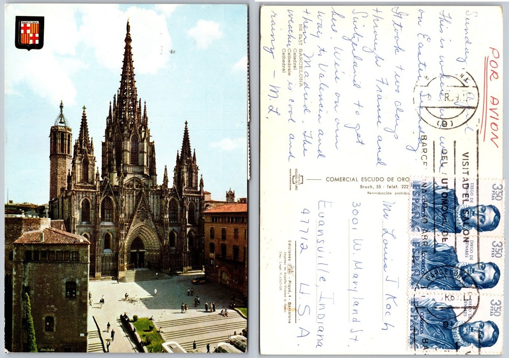 Continental Barcelona Cathedral Postcard